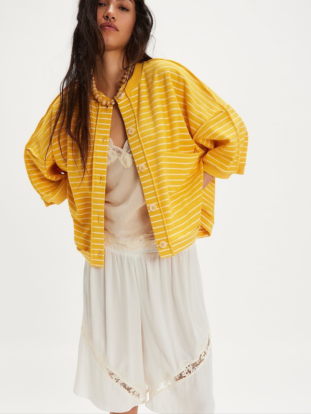 Free People Matilda Striped Terry Cardigan